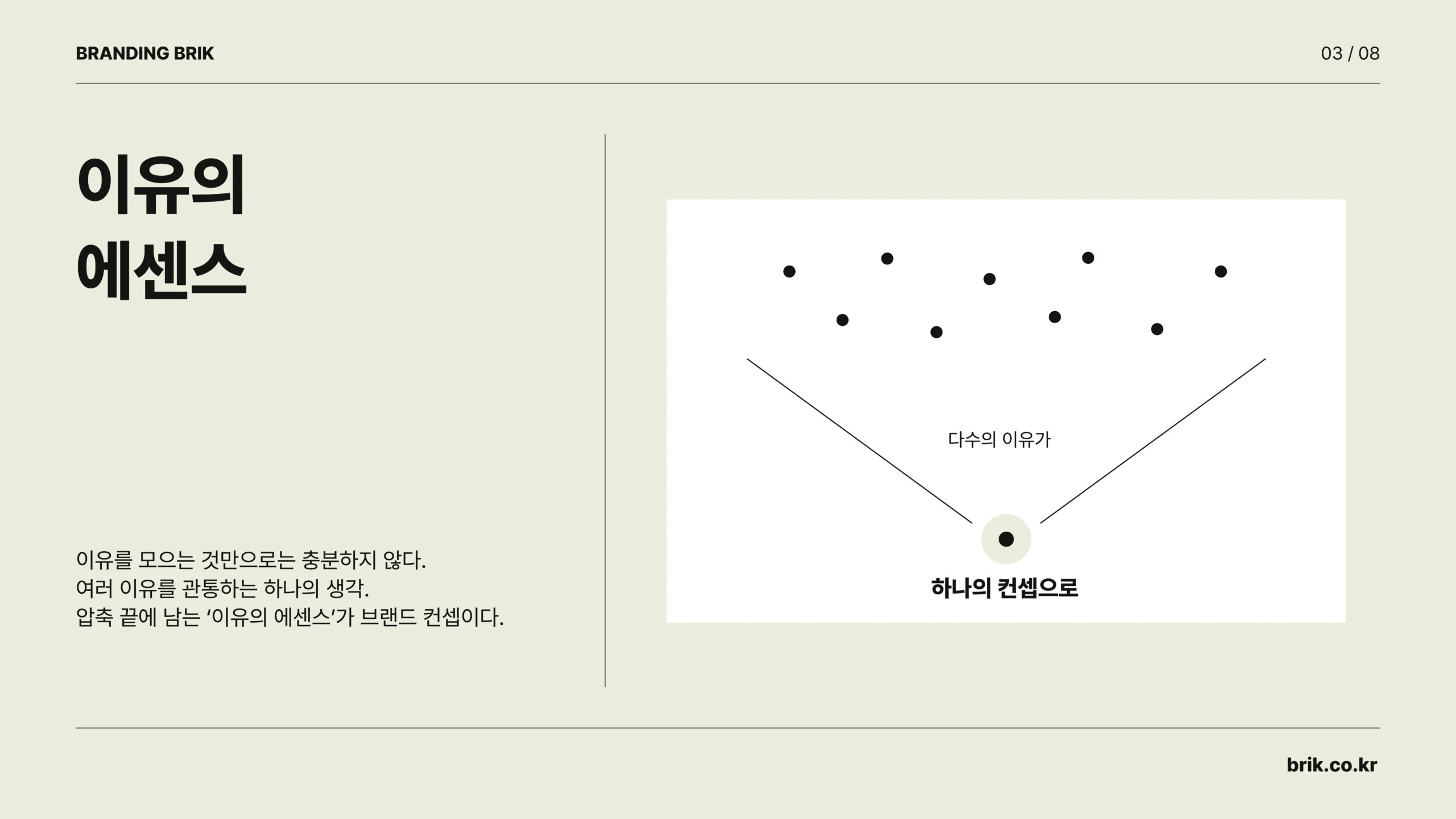 브랜드 컨셉, 이유의 에센스